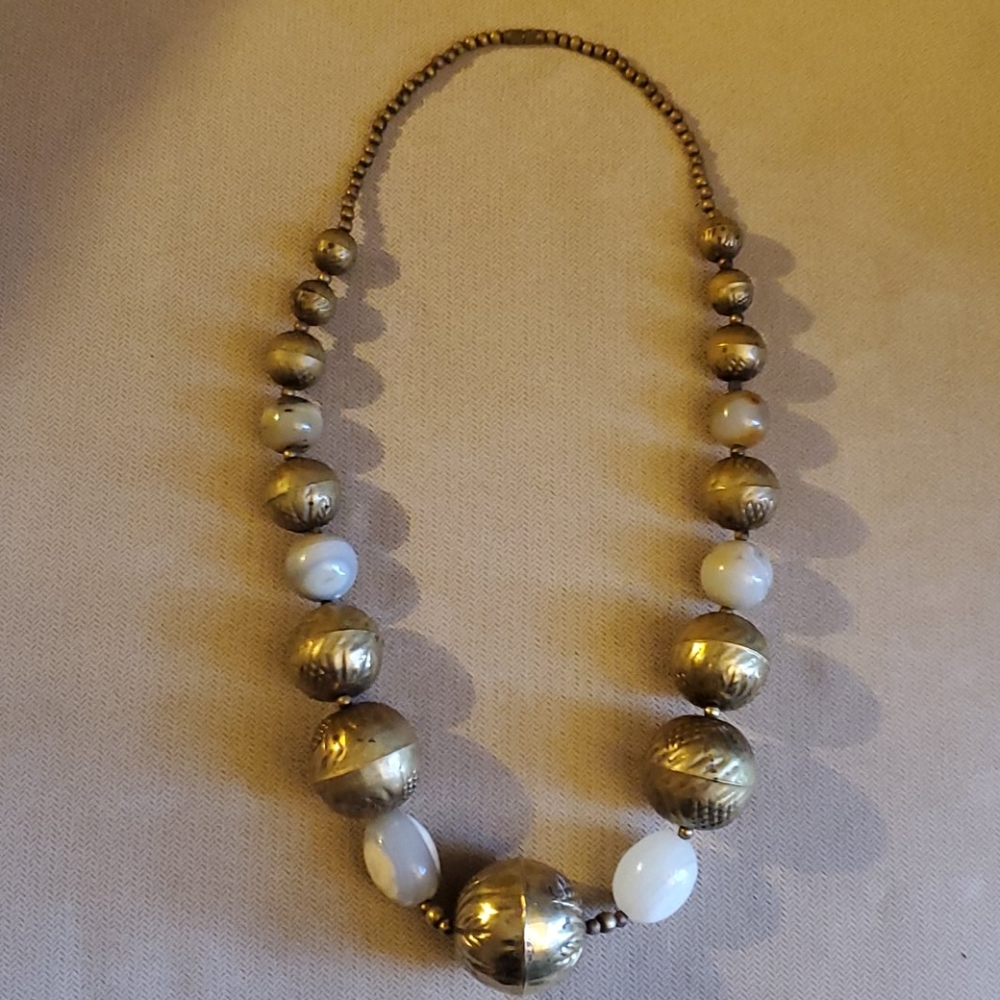 Vintage Brass and Natural Stone Necklace